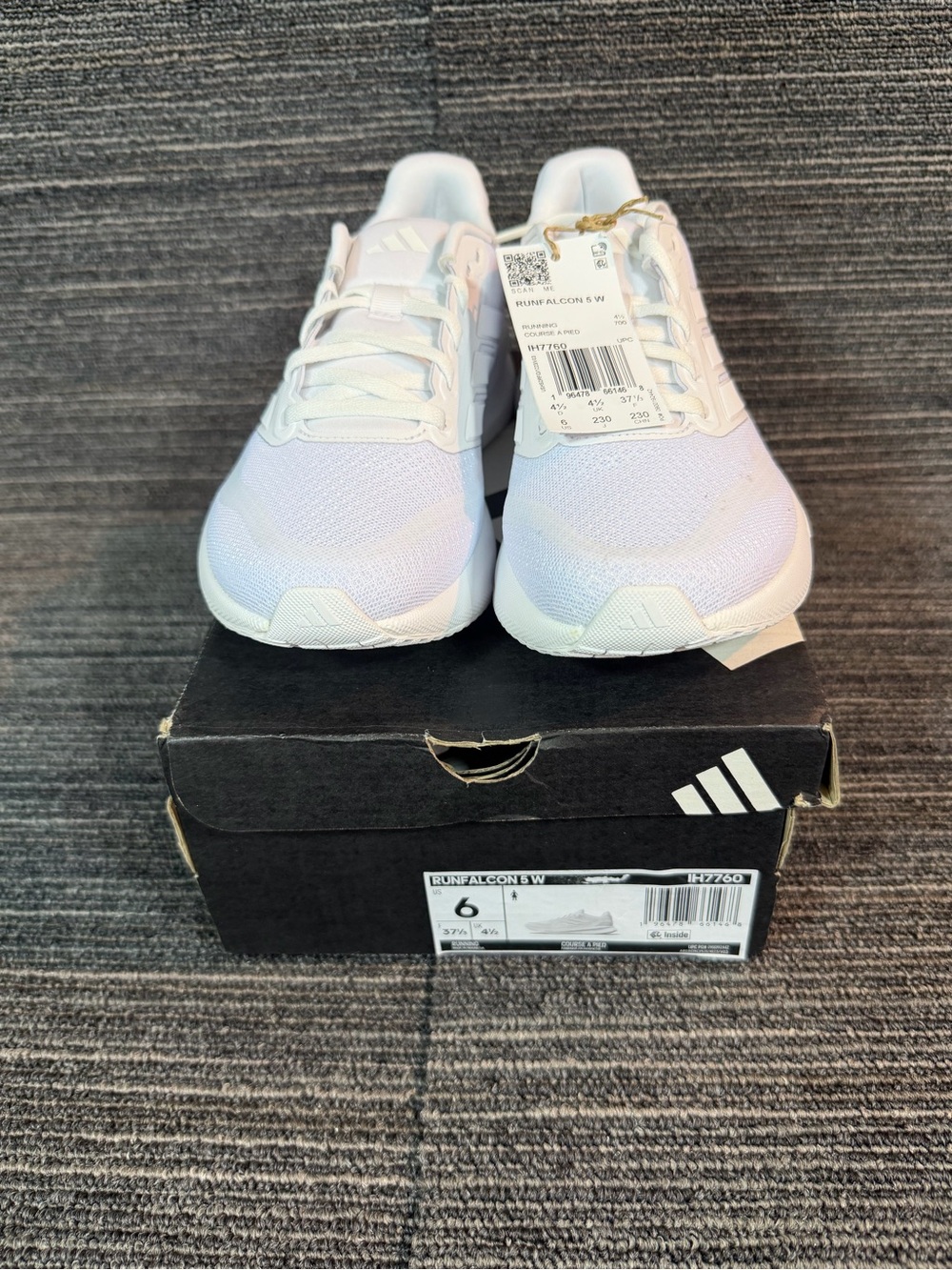 adidas Women's RunFalcon 5 All White Running Sneakers - Picture 3 of 7